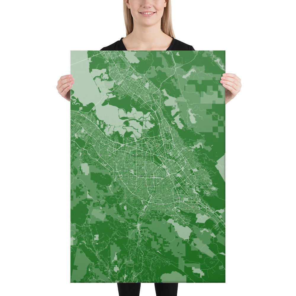 San Jose Green and White Canvas Map