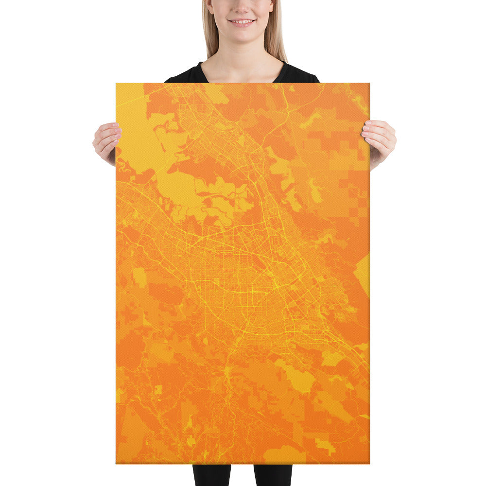 San Jose Orange and Yellow Canvas Map