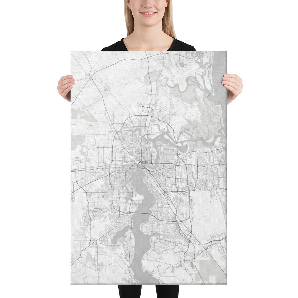 Jacksonville White Canvas Map