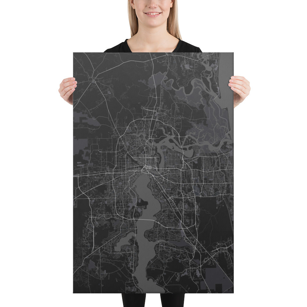 Jacksonville Black Canvas Map