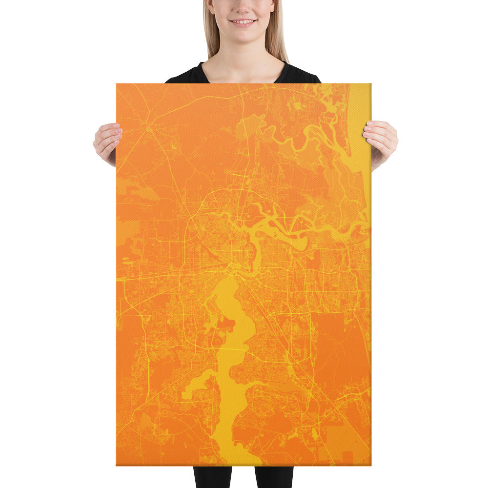 Jacksonville Orange and Yellow Canvas Map