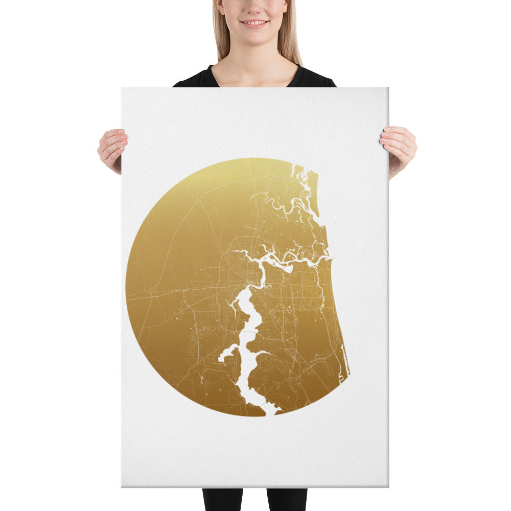 Jacksonville Gold on White Canvas Map