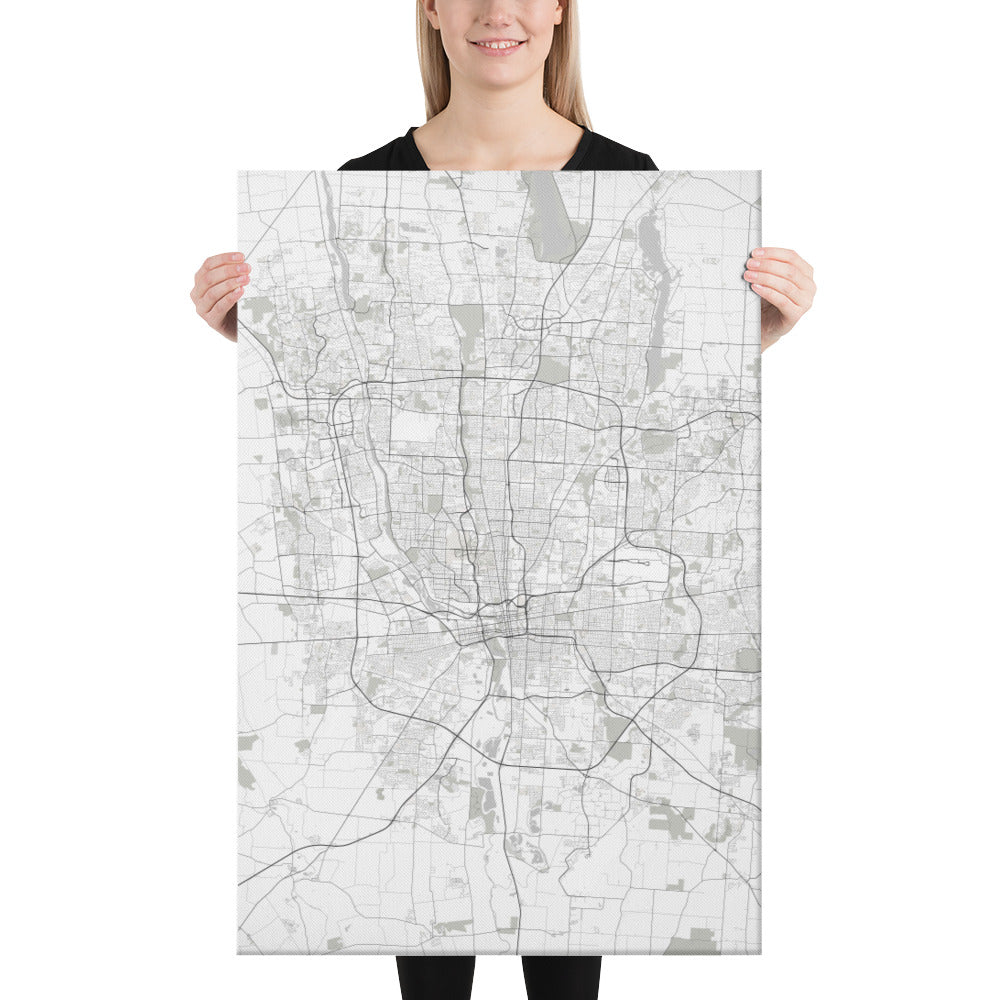 Columbus White Canvas Map