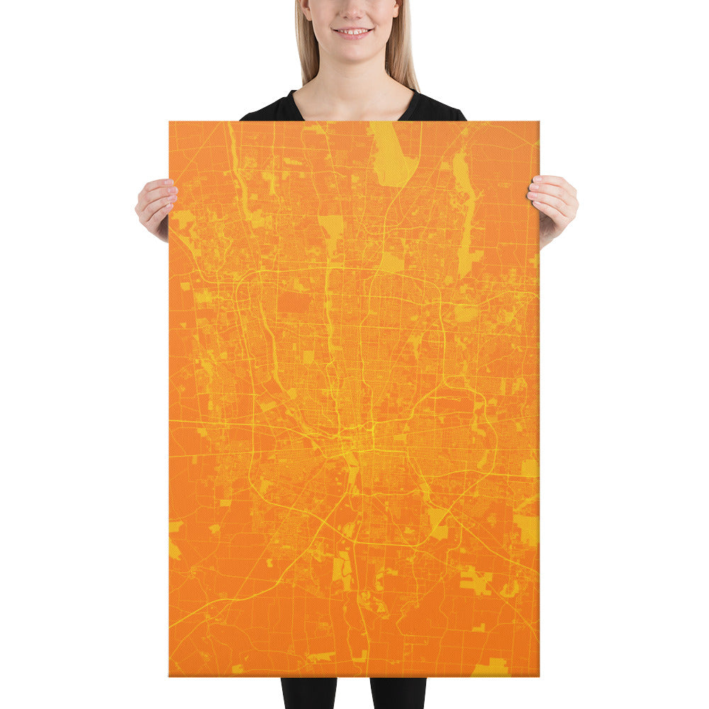 Columbus Orange and Yellow Canvas Map