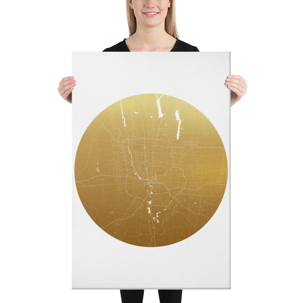 Columbus Gold on White Canvas Map