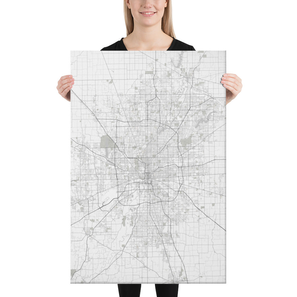 Indianapolis White Canvas Map