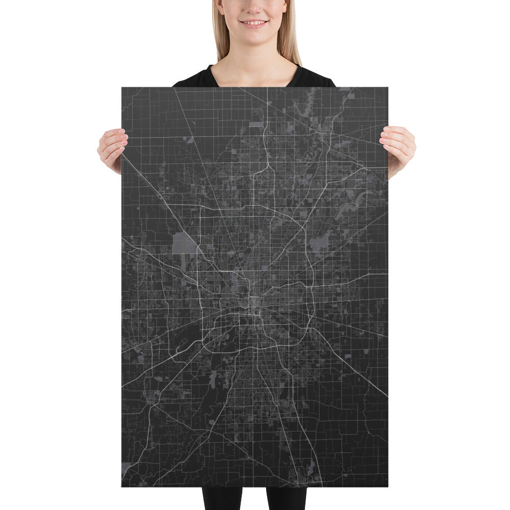 Indianapolis Black Canvas Map