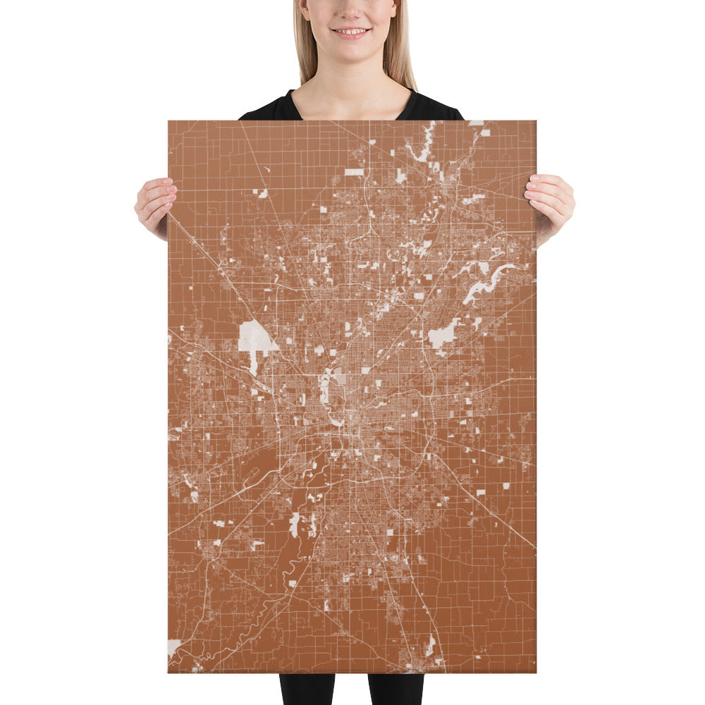 Indianapolis Brown and White Canvas Map