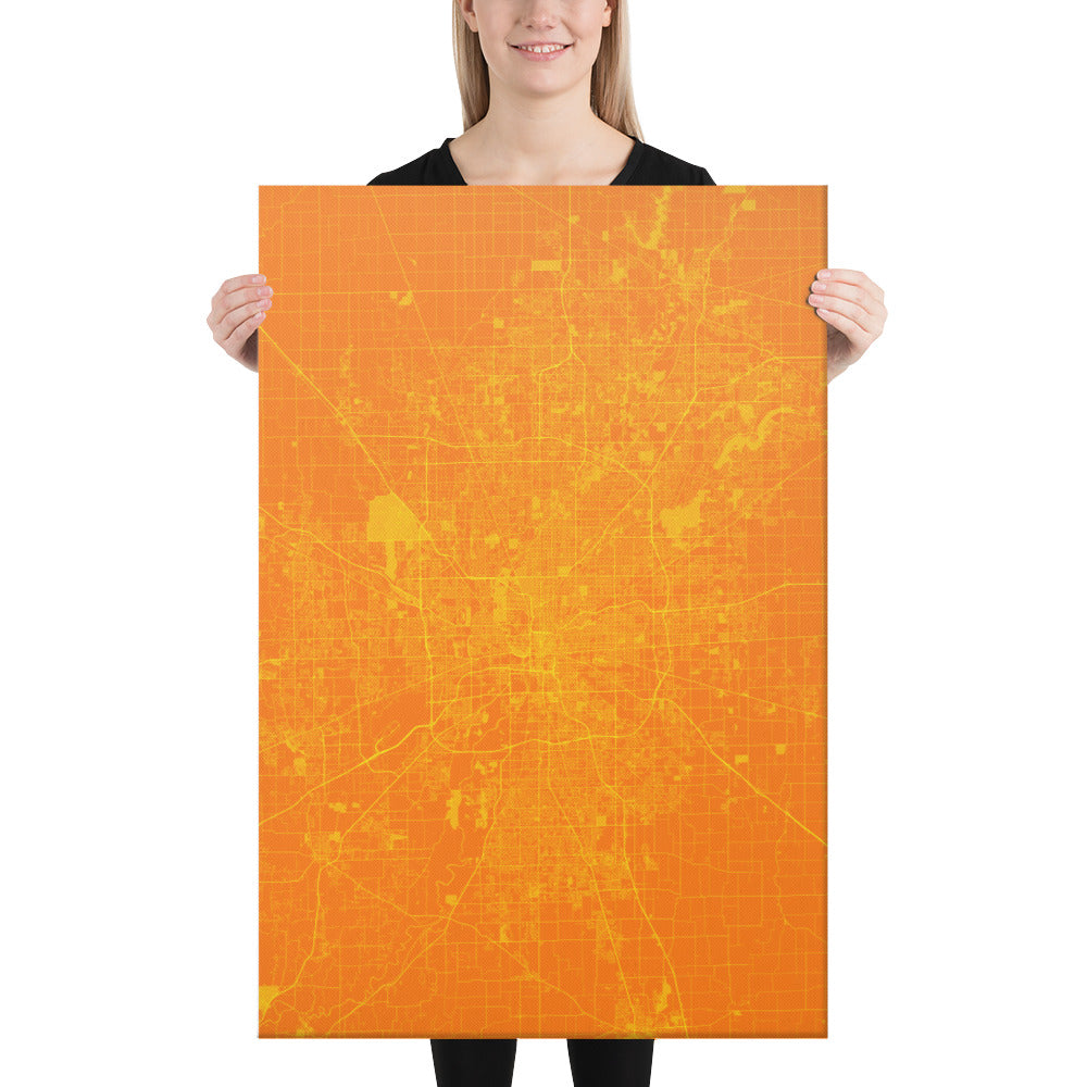 Indianapolis Orange and Yellow Canvas Map