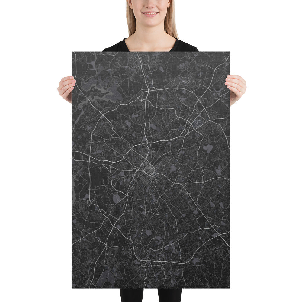 Charlotte Black Canvas Map