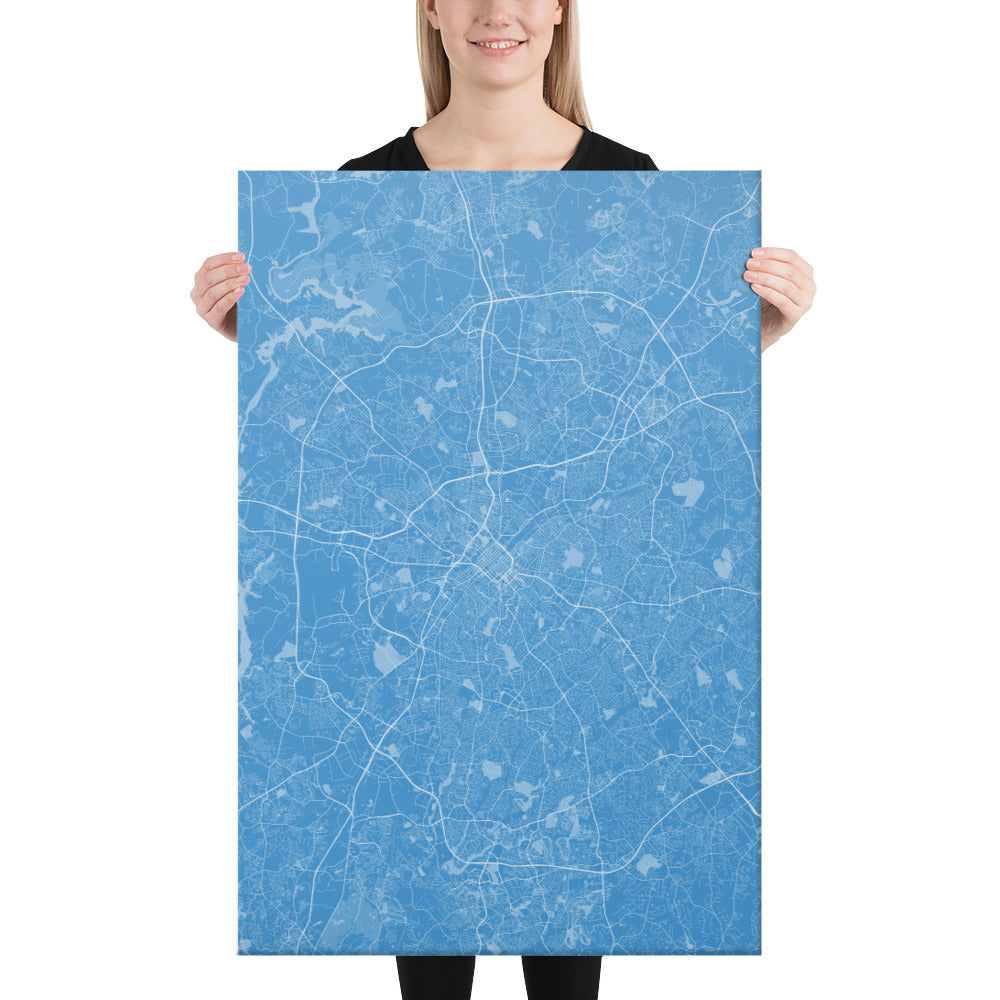 Charlotte Blue and White Canvas Map