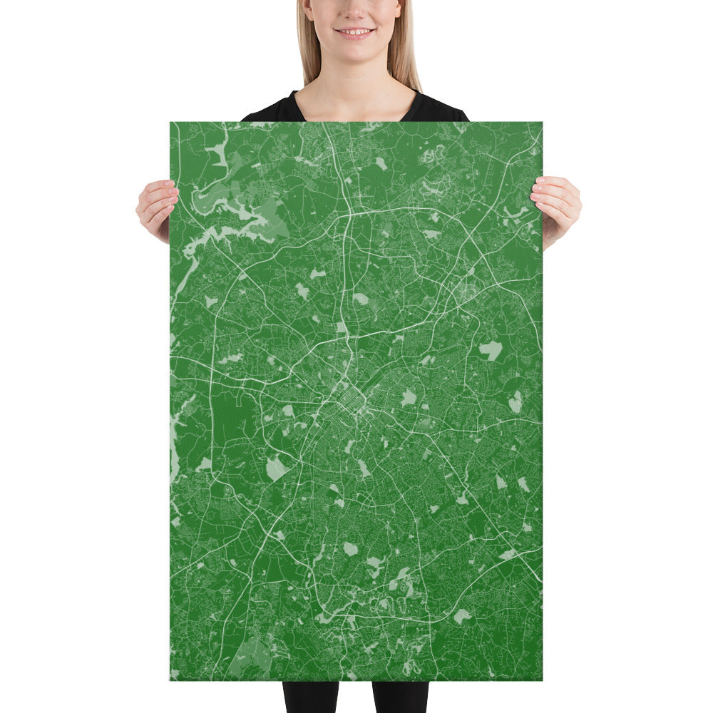 Charlotte Green and White Canvas Map