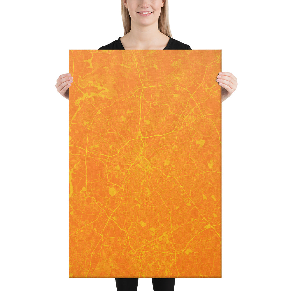 Charlotte Orange and Yellow Canvas Map