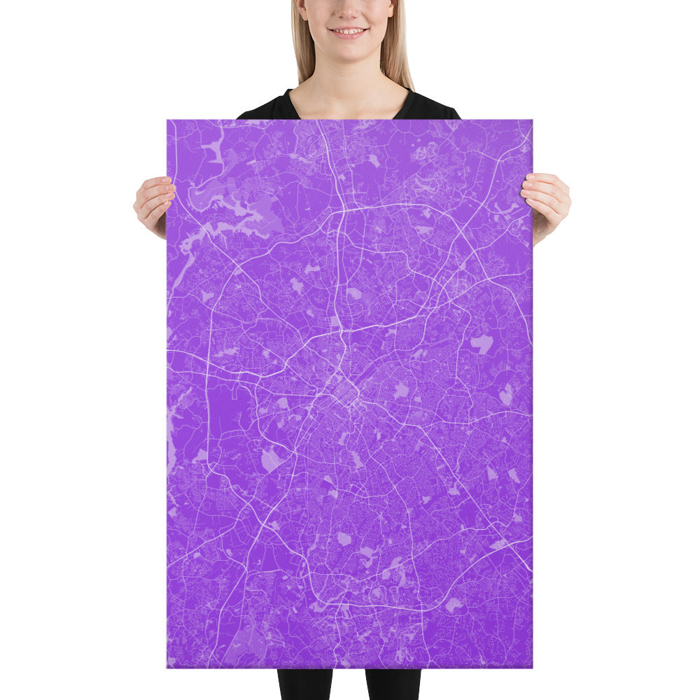 Charlotte Purple and White Canvas Map