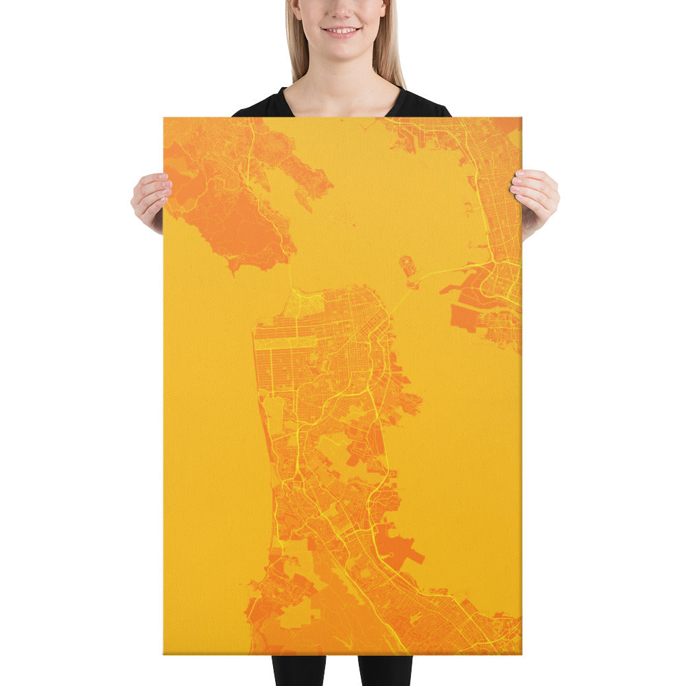 San Francisco Orange and Yellow Canvas Map