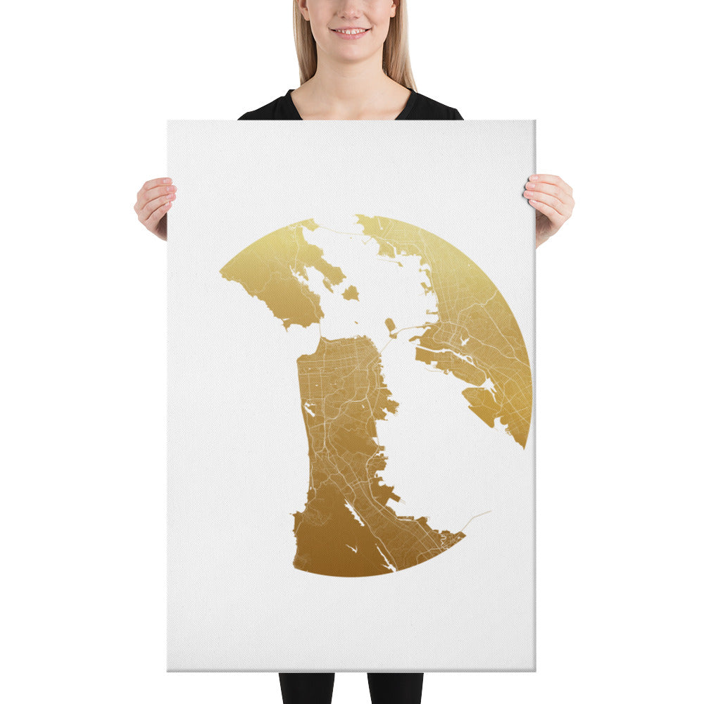 San Francisco Gold on White Canvas Map