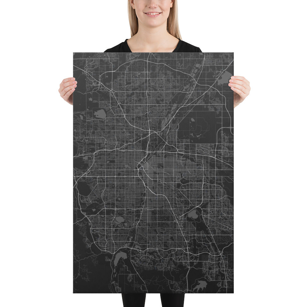 Denver Black Canvas Map