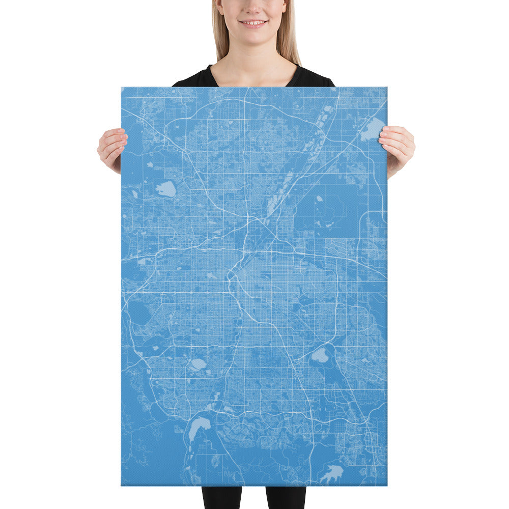 Denver Blue and White Canvas Map