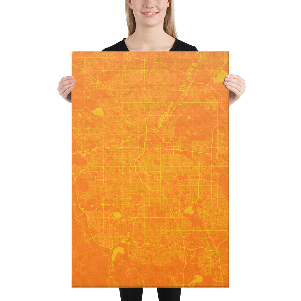 Denver Orange and Yellow Canvas Map