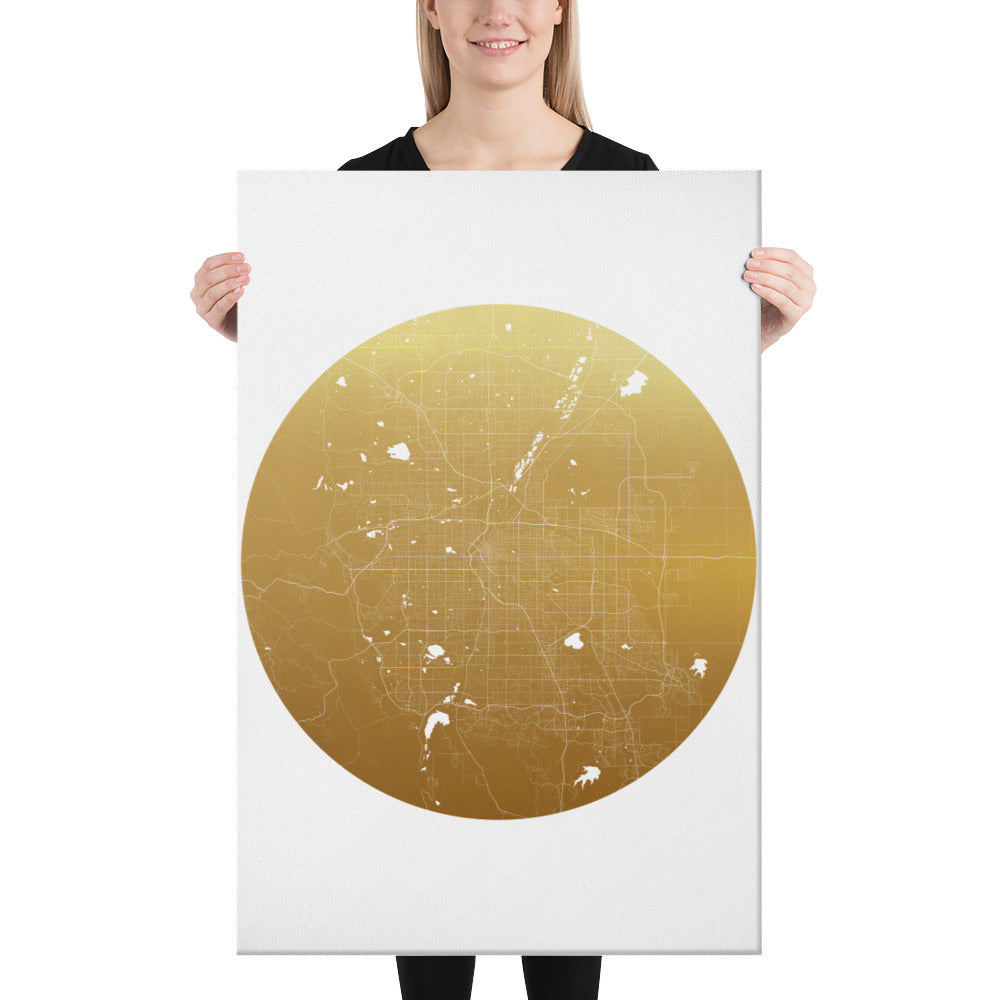 Denver Gold on White Canvas Map