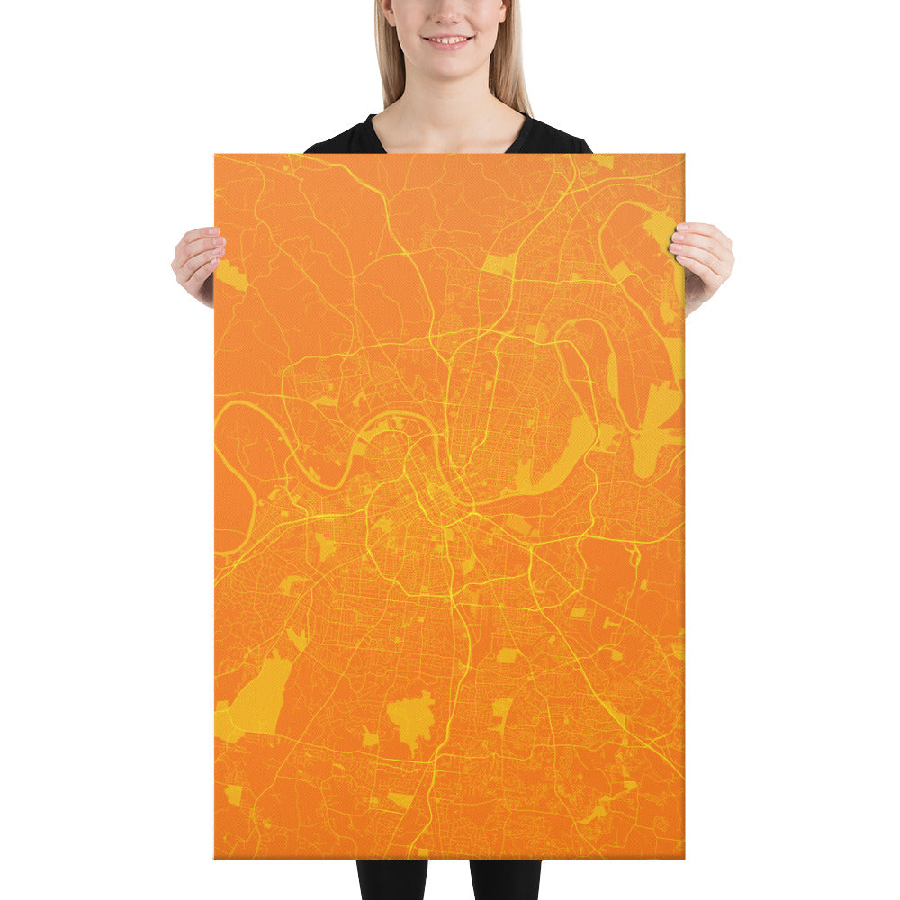 Nashville Orange and Yellow Canvas Map