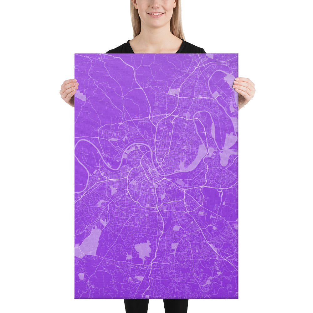 Nashville Purple and White Canvas Map