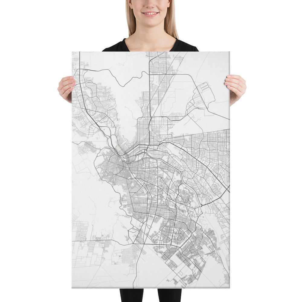 El Paso White Canvas Map