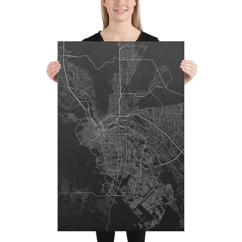 El Paso Black Canvas Map