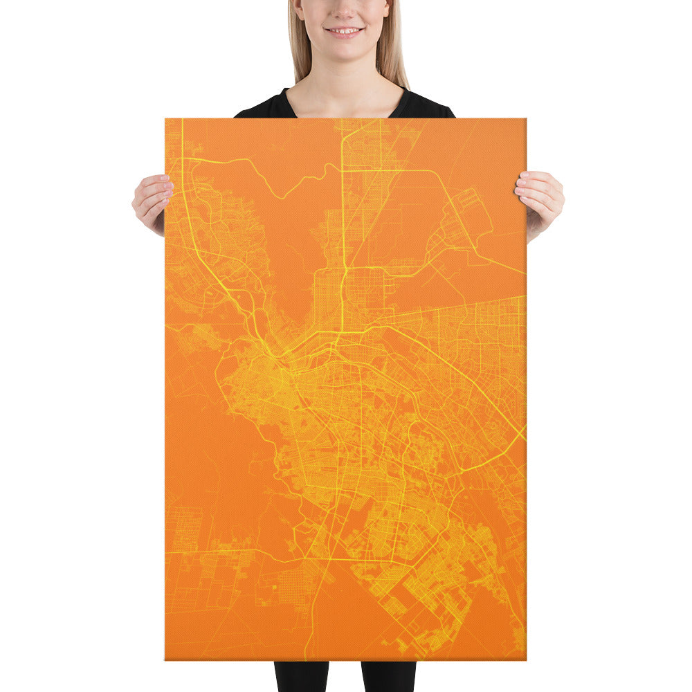 El Paso Orange and Yellow Canvas Map