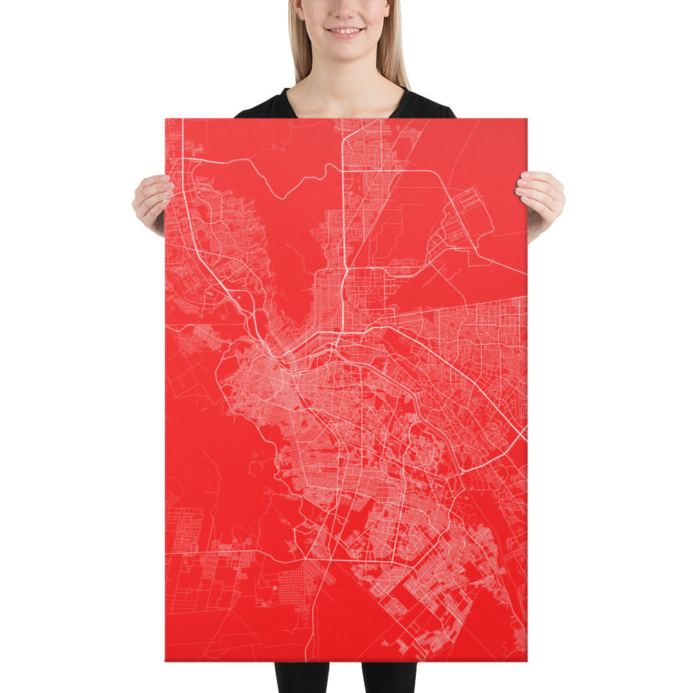 El Paso Red and White Canvas Map