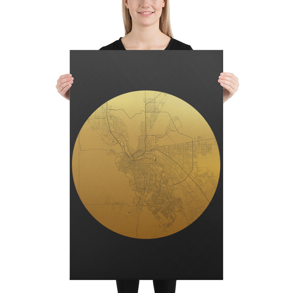 El Paso Gold on Black Canvas Map