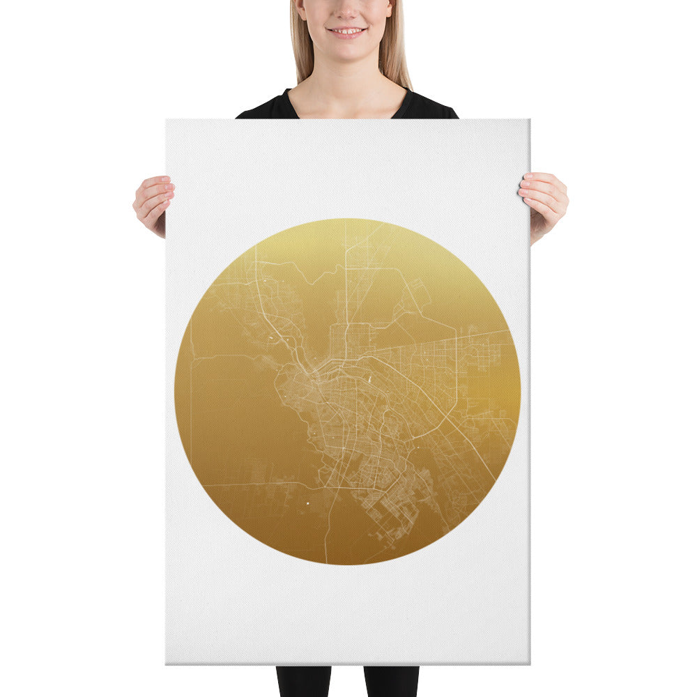 El Paso Gold on White Canvas Map