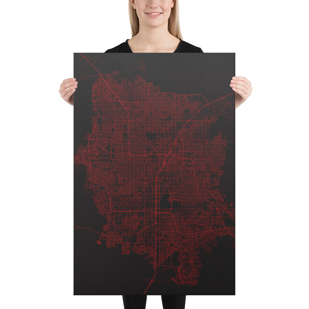 Las Vegas Black and Red Canvas Map