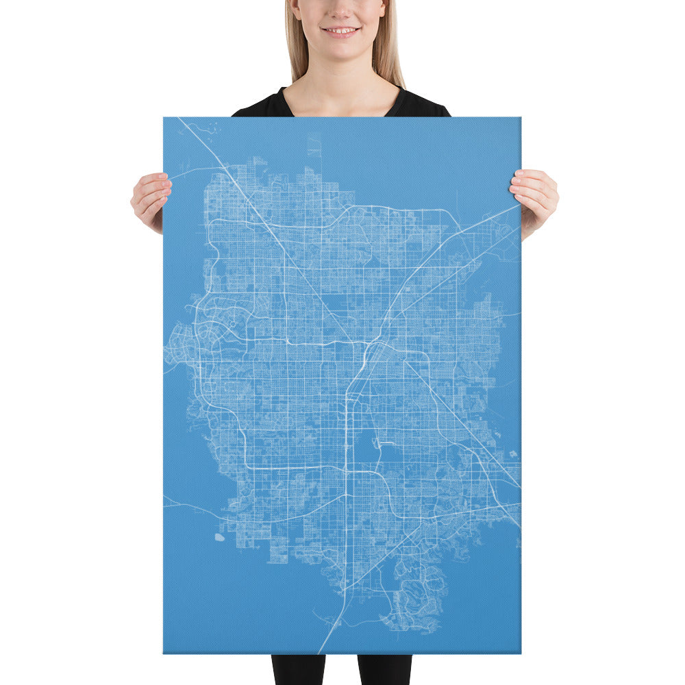 Las Vegas Blue and White Canvas Map