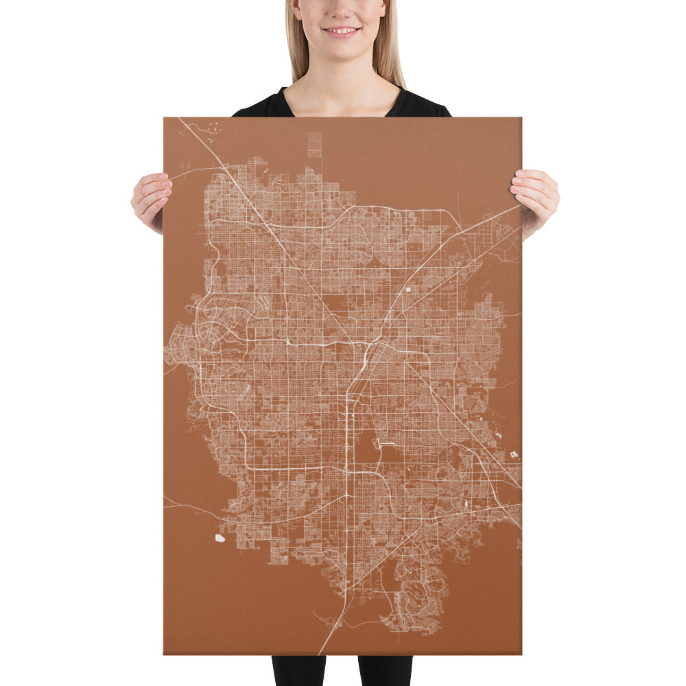 Las Vegas Brown and White Canvas Map