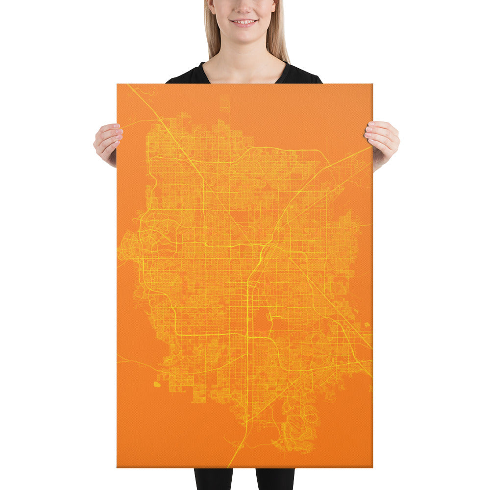 Las Vegas Orange and Yellow Canvas Map