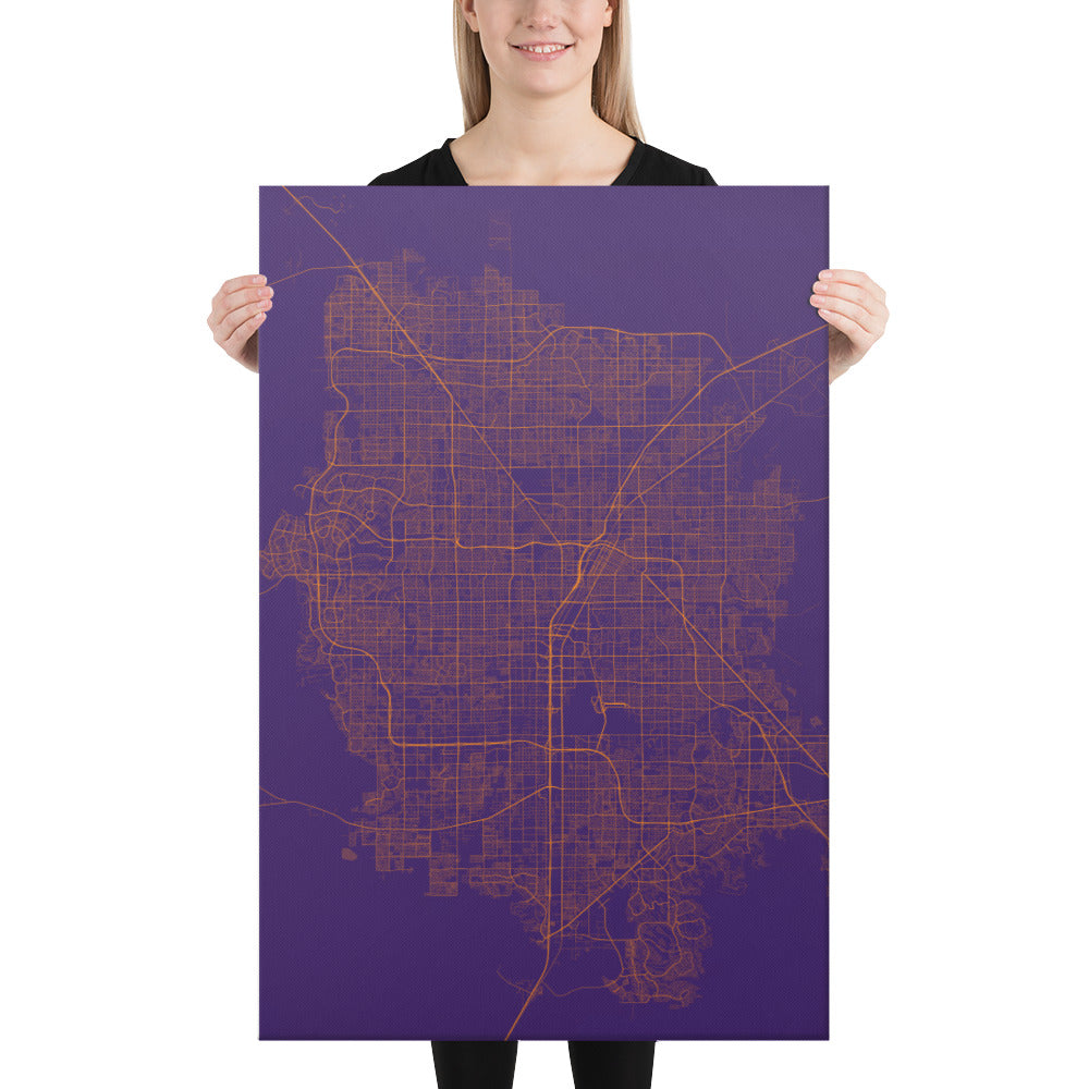 Las Vegas Purple and Orange Canvas Map