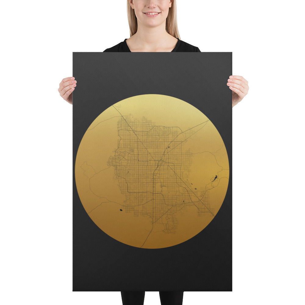 Las Vegas Gold on Black Canvas Map