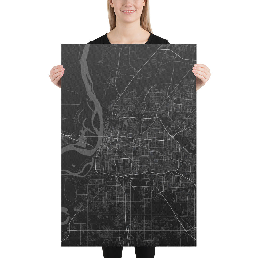 Memphis Black Canvas Map