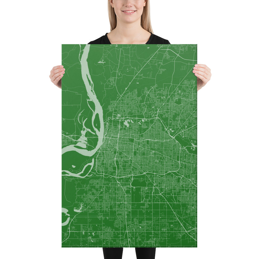 Memphis Green and White Canvas Map