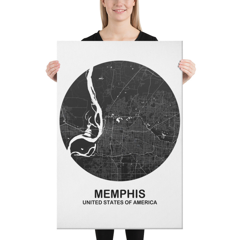 Memphis Circular Black Canvas Map