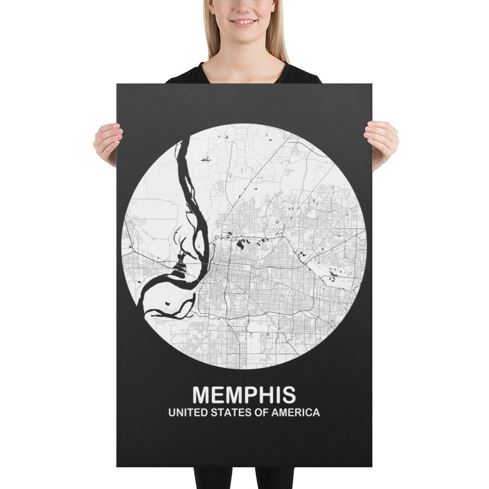 Memphis Circular White Canvas Map