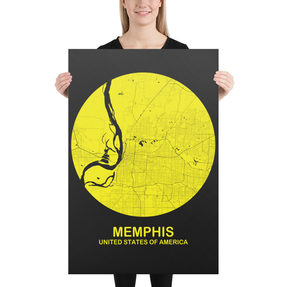 Memphis Circular Yellow Canvas Map