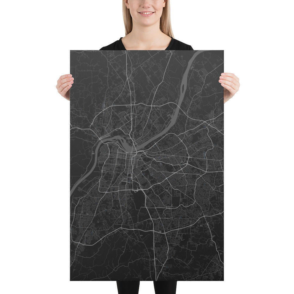 Louisville Black Canvas Map