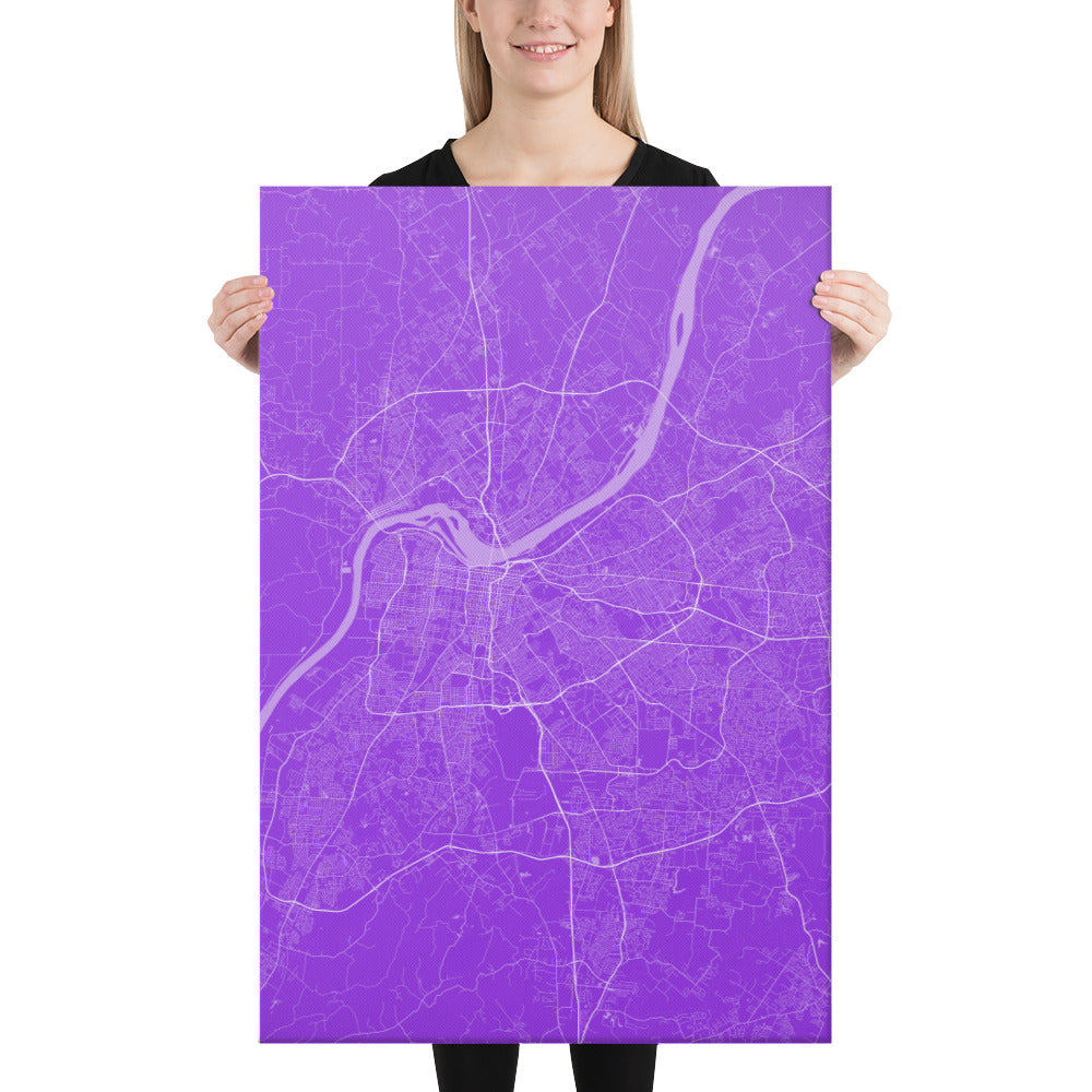 Louisville Purple and White Canvas Map