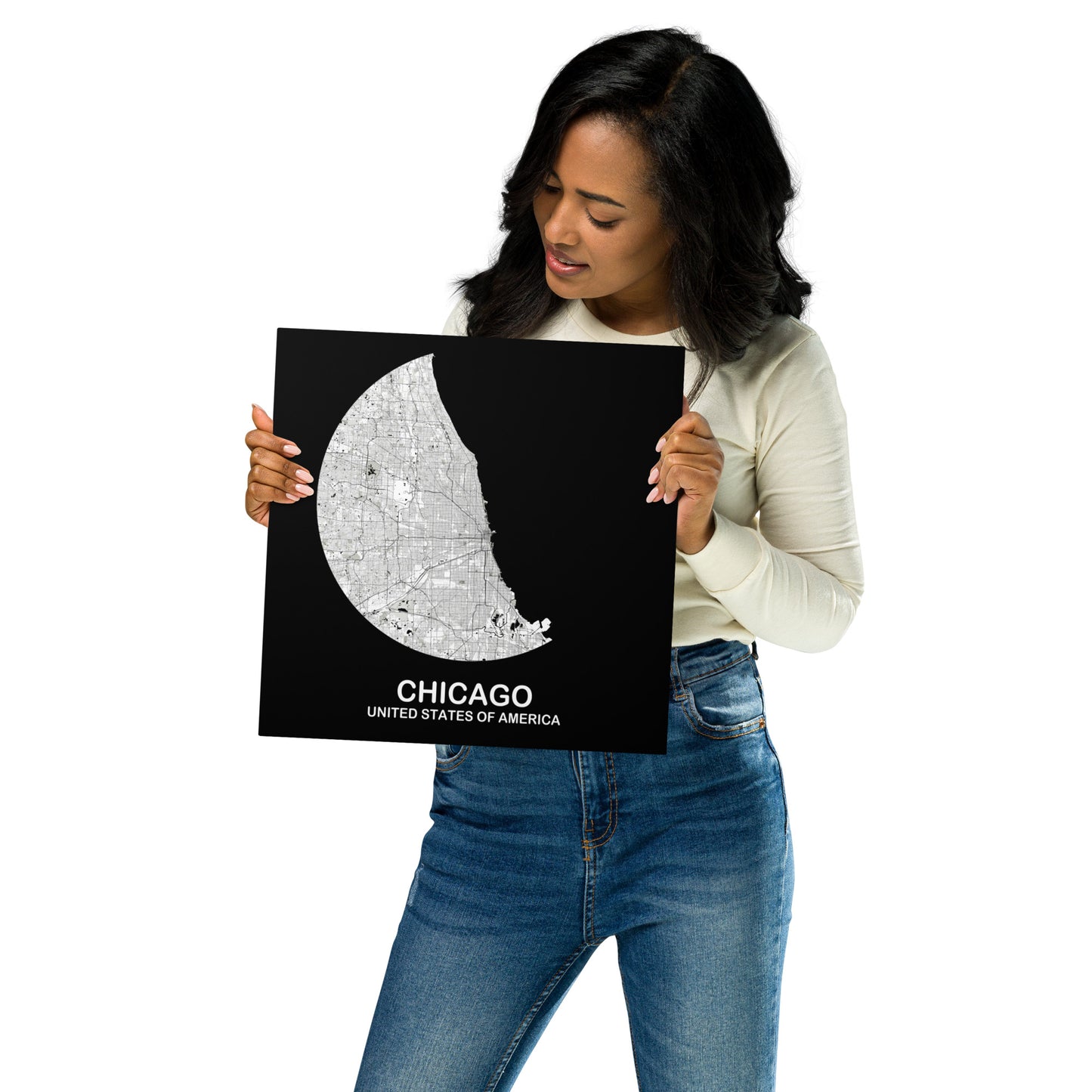 Chicago Circular White Metal Map