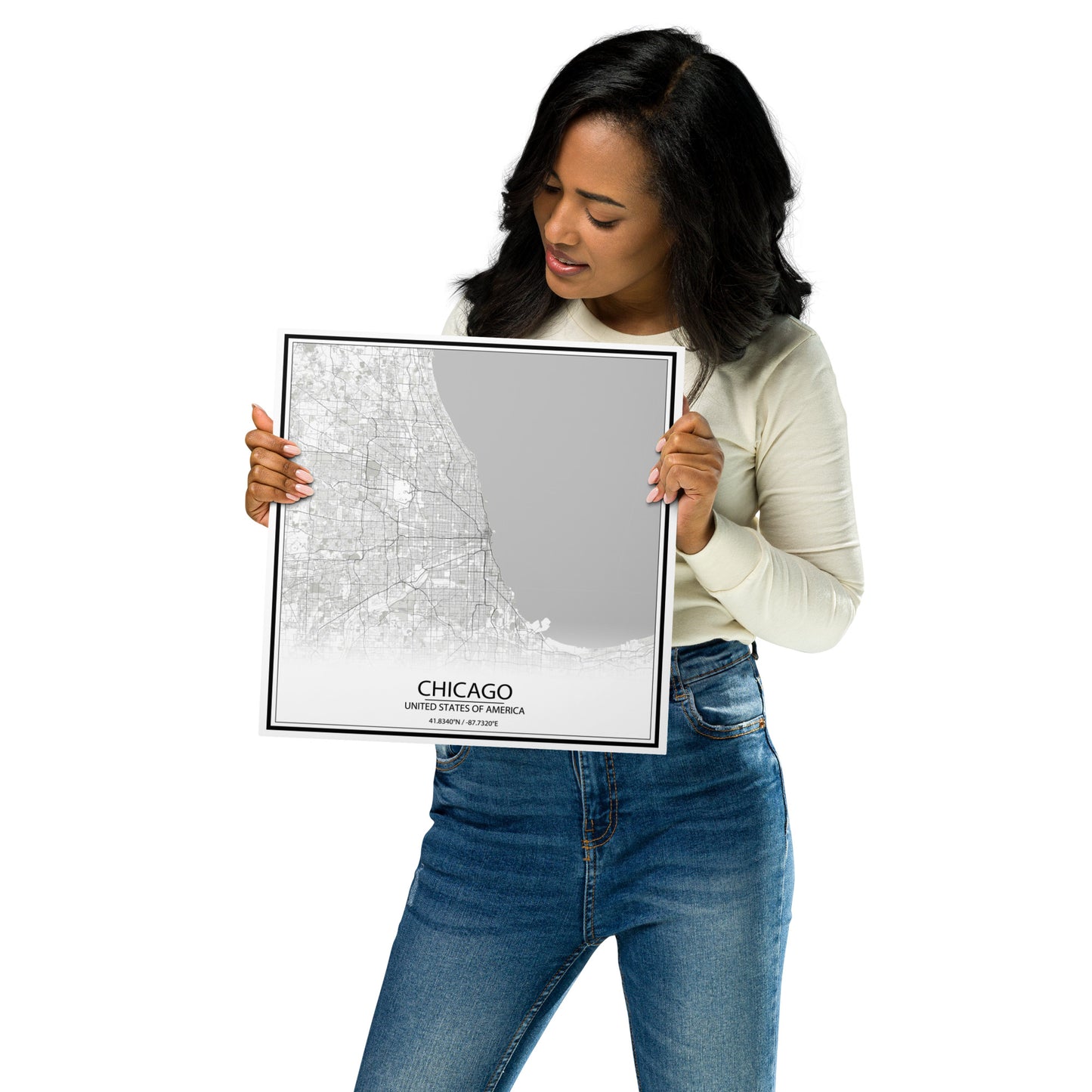 Chicago White Metal Map