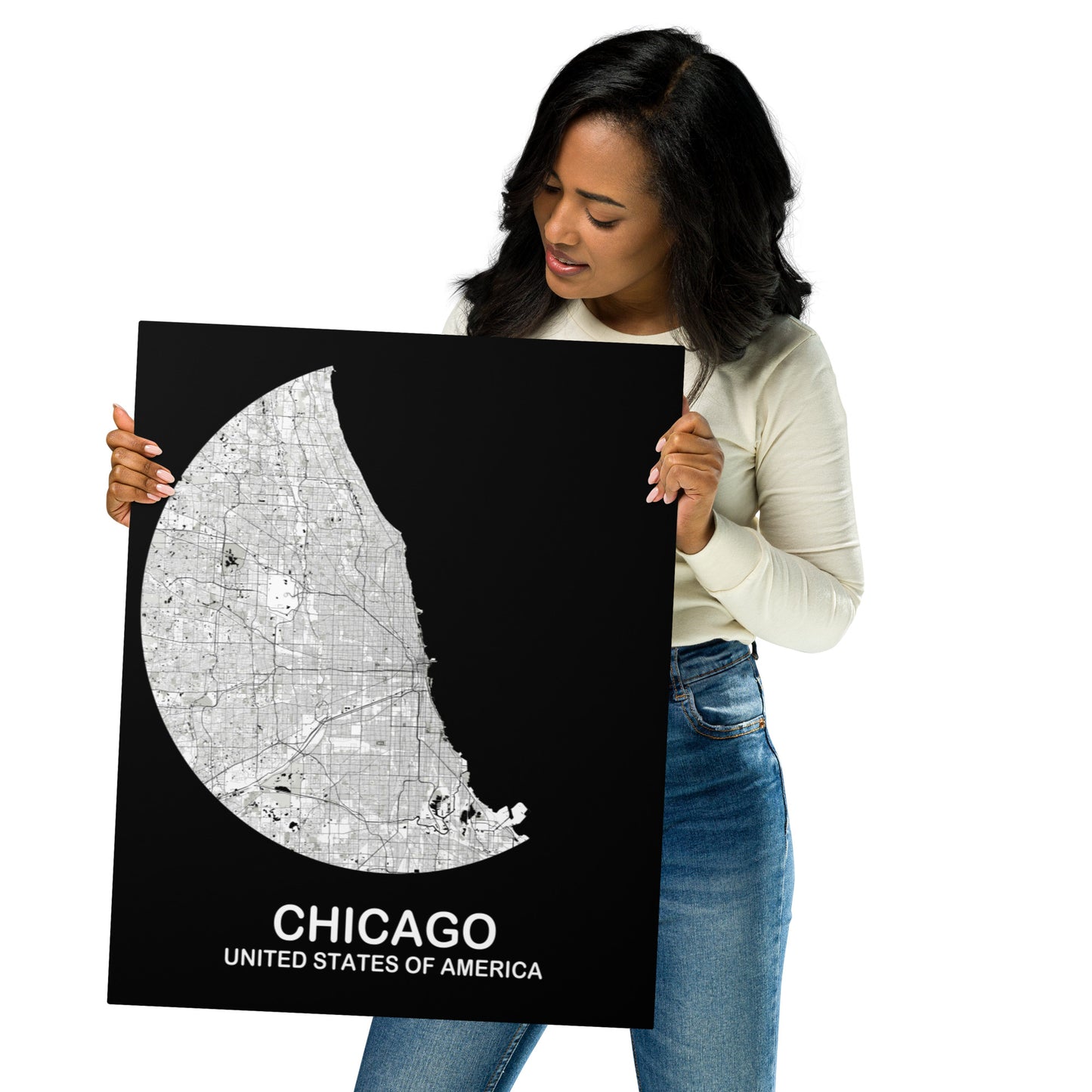 Chicago Circular White Metal Map