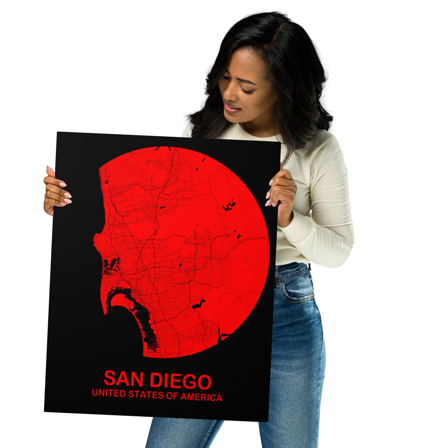 San Diego Circular Red Metal Map