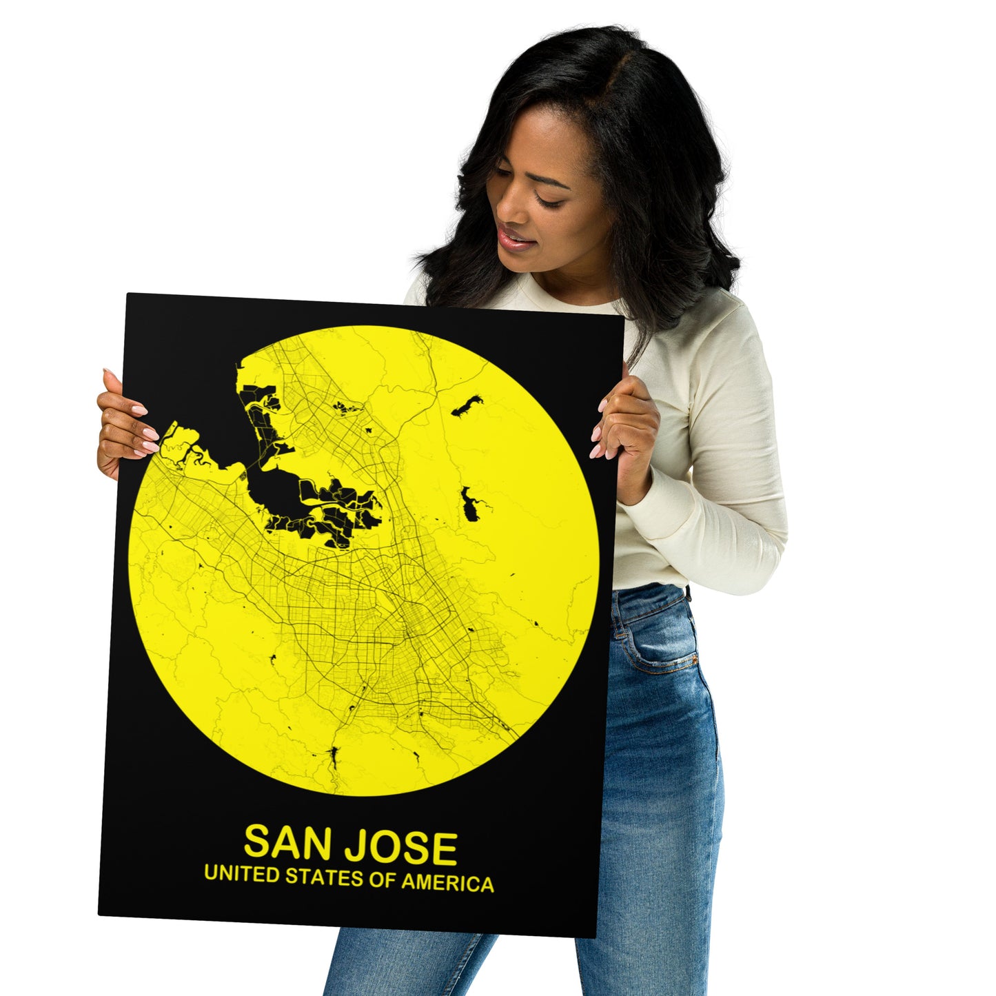 San Jose Circular Yellow Metal Map